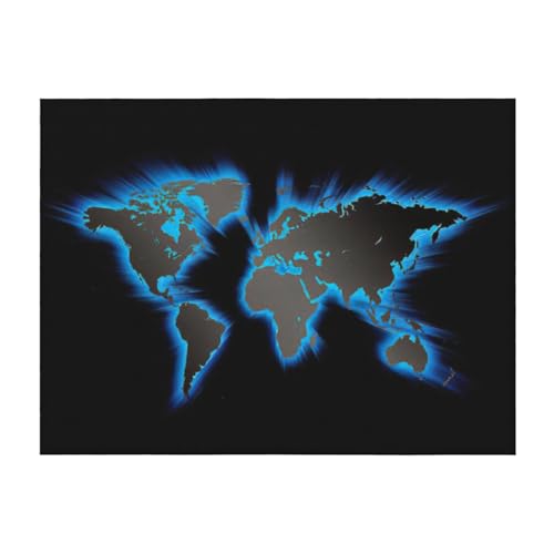 EdWal Manta de cama ligera con estampado de mapa del mundo, manta de microfibra y acogedora, manta...