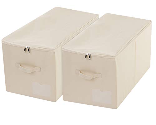 Amonsen 2 cajas de almacenamiento de tela plegables grandes con tapa con cremallera para ropa de...