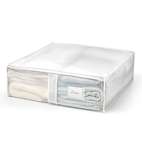Rayen - Caja de almacenaje de ropa y mantas de cama. Bolsa de PVA para ropa con cremallera, rejilla...