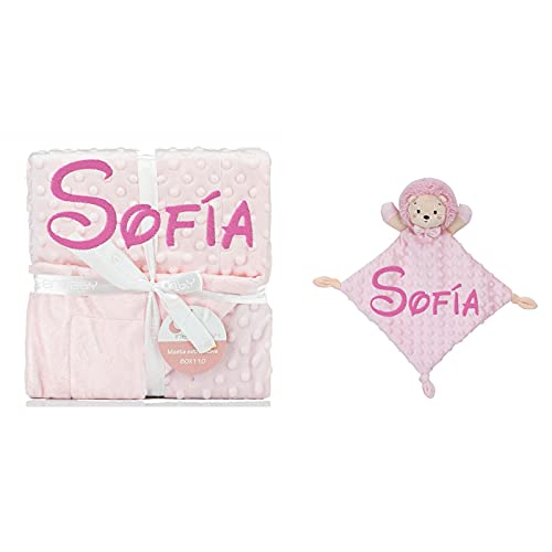 variouss Manta de Bebe Personalizado con su Nombre Bordado, Manta de copito (Manta + DouDou) (Manta...