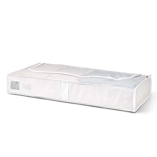 Rayen - Caja de almacenaje de ropa y mantas de cama. Bolsa de tela para ropa con cremallera, rejilla...