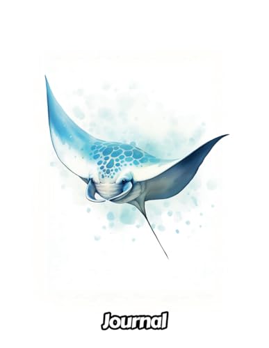 Watercolor Manta Ray Journal: Wide Ruled | Gift For People Who Love The Ocean, Marine Sea Life...