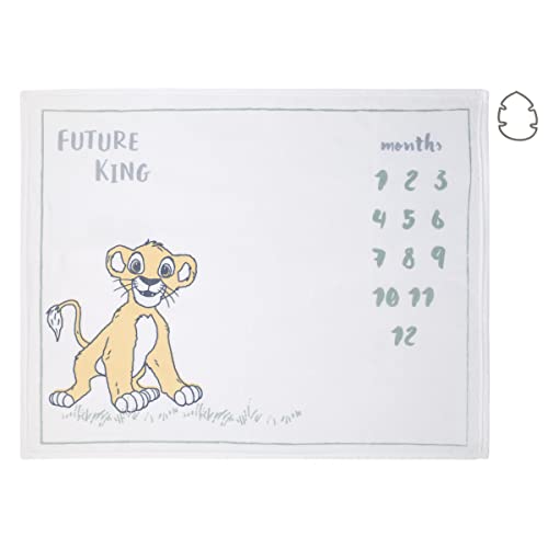 Disney Lion King Simba - Manta para beb&eacute;, color blanco, bronceado y gris