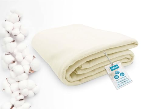 ZOLLNER Manta Grande para Cama y sof&aacute;, 150x200 cm, 60% algod&oacute;n, Crema