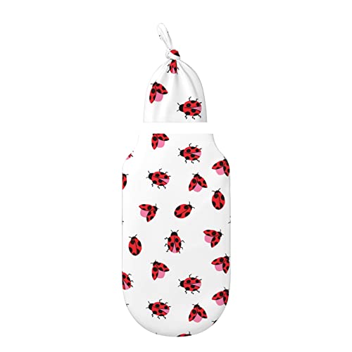 FJAUOQ Ladybug - Juego de manta y sombrero para recién nacido, suave, transpirable, elástico,...