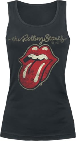 The Rolling Stones Plastered Tongue Mujer Top Negro XXL 100% algod&oacute;n Vorne Bedruckt Regular