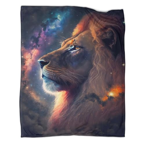 REALLYTU Manta de forro polar para ni&ntilde;os y ni&ntilde;as, dise&ntilde;o de rey de la selva, para mantener el...