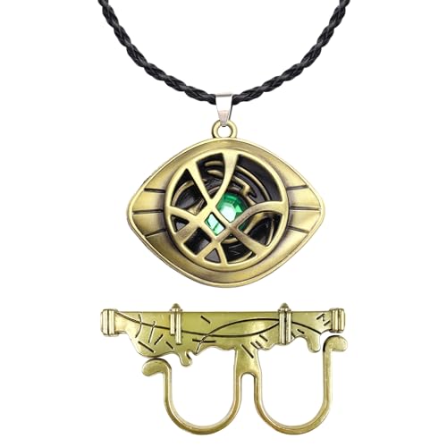 YDSTNiu Collar Doctor Strange, collar con colgante de ojo de Agamotto, anillo de Doctor Strange,...