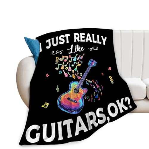 Manta de guitarra de felpa acogedora para amantes de la m&uacute;sica, regalos coloridos, manta de franela...