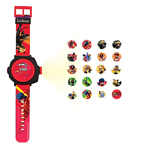 LEXIBOOK, Miraculous Ladybug Cat Noir, Reloj Correa Ajustable Pantalla Digital con 20 proyecciones...