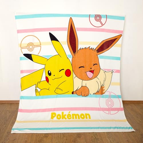 Familando Manta grande de Pokemon, mullida, manta de forro polar, 150 x 200 cm, 100% poli&eacute;ster,...