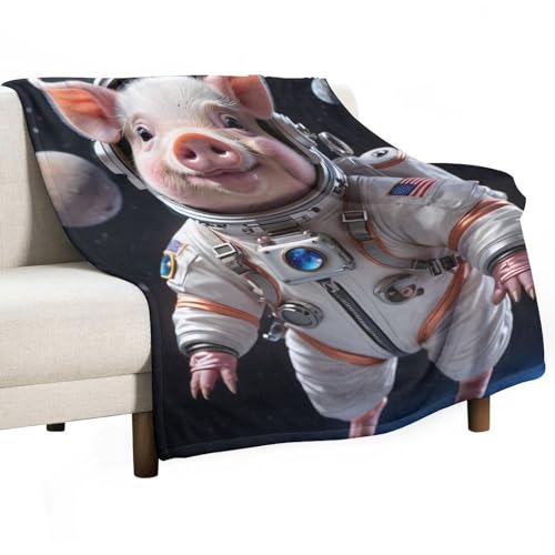 NDIEHA Swine Among The Stars - Manta de arte animal, suave, ligera, regalos para ni&ntilde;os, hombres,...