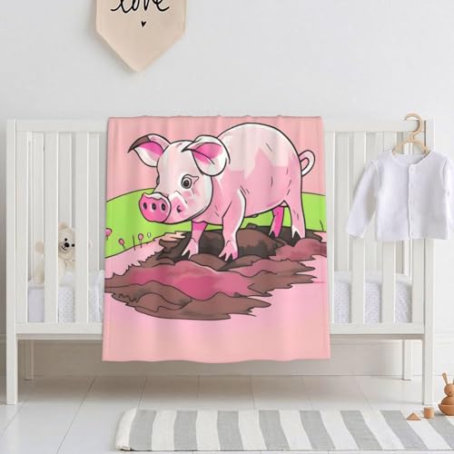Qwvbn Manta de bebé ultrasuave de cerdito rosa, suave, transpirable y libre de sustancias nocivas,...