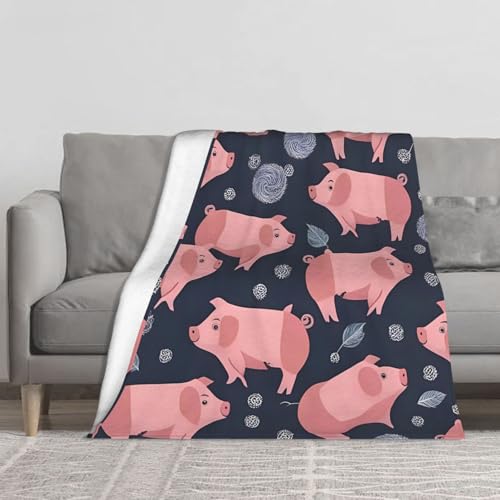 BYwenhopnbs Manta de Franela con diseño de cerditos, súper Suave, Gruesa y cómoda, para sofá de...