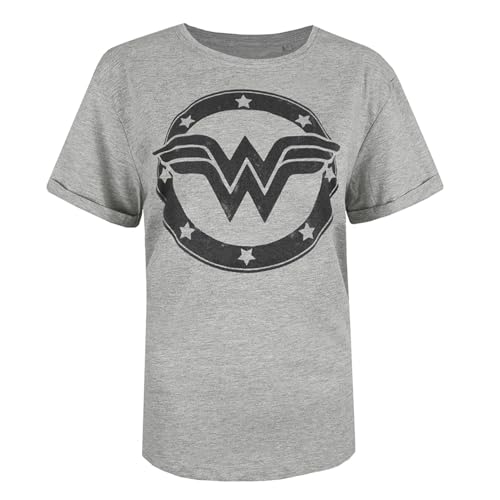 DC Comics Wonder Woman Metallic Logo Camiseta, Gris (Sport Grey SPO), 8/S