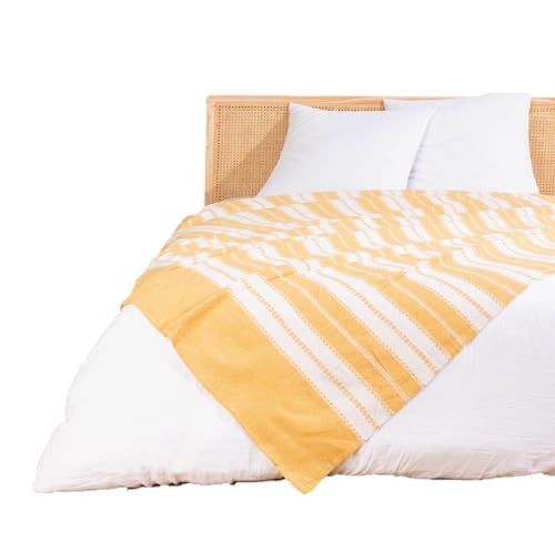 Douceur d'intérieur Abby - Colcha (180 x 220 cm) Curry, Jacquard de algodón y poliéster