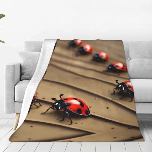 Evengigy Art Ladybug Tracks - Manta de microfranela ultrasuave, suave y cálida, para cama, sofá o...