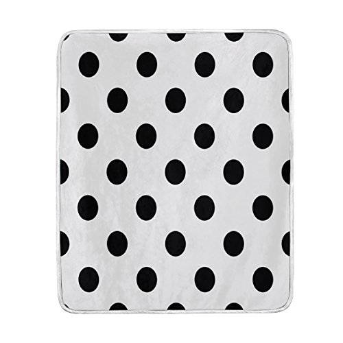 Use7 Home Decor - Manta cl&aacute;sica de Lunares Negros y Blancos, Suave y c&aacute;lida, para sof&aacute;, Cama,...