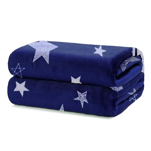 HOMEYA - Manta Polar, Franela 100% Poli&eacute;ster, Suave, Acabado con Brillo - Estrella Marino, 160 x...