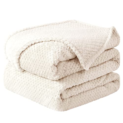 sourcing map Flannel Bed Blanket Queen Size Soft Warm Fleece Blanket Mesh Pattern Fuzzy Plush...