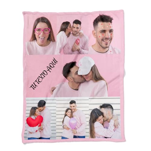 ZPUBLI+ Manta Personalizada con Foto y Texto. Manta Collage. Manta sofá y Cama. Regalo Original de...