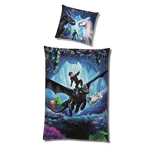 Familando Ropa de cama c&aacute;lida de Dragons de 135 x 200 cm + 80 x 80 cm, ropa de cama extra suave &middot;...