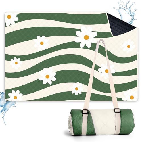 LARUTAN Boho Outdoor Picnic - Manta de playa (200 x 300 cm), dise&ntilde;o de margaritas