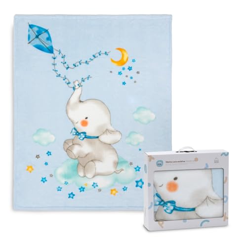 Interbaby - Manta para Cuna Beb&eacute; | Extrasuave de Sedalina Elefante Cometa, C&oacute;moda, C&aacute;lida | Manta...