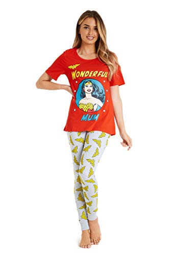 DC Comics Pijama Wonder Woman Mujer Diseño Superhéroe Wonder Woman, Conjunto 2 Piezas Camiseta de...