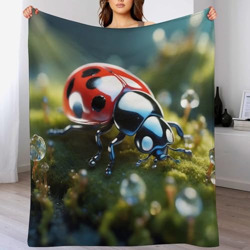 Manta de lujo Ladybug 3D cama de franela ligera manta para cama y sofá 100×130cm