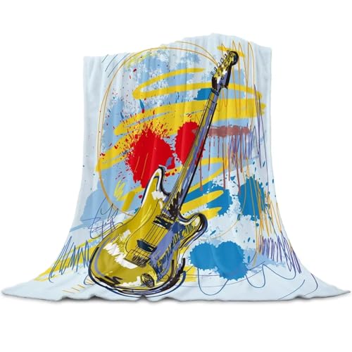NDXRWDZR Manta Sofa Guitarra De Rock Mantas para Cama Sofa de Franela Manta Polar de Microfibre...
