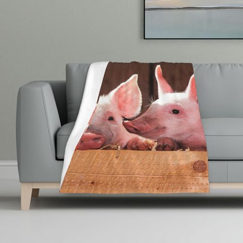 InOmak Lindos cerditos,Manta cálida de Franela Antibolitas de Felpa de 81 x 122 cm