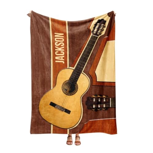 Manta de guitarra personalizada, manta de forro polar con nombre personalizado, regalo para los...