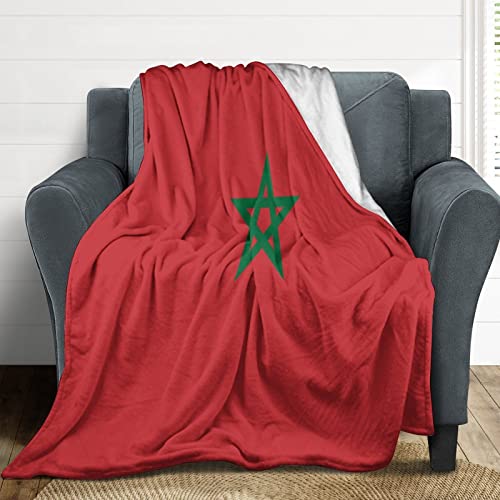 Manta de la bandera de Marruecos, manta de franela suave y c&aacute;lida para sof&aacute;, silla, sala de estar,...
