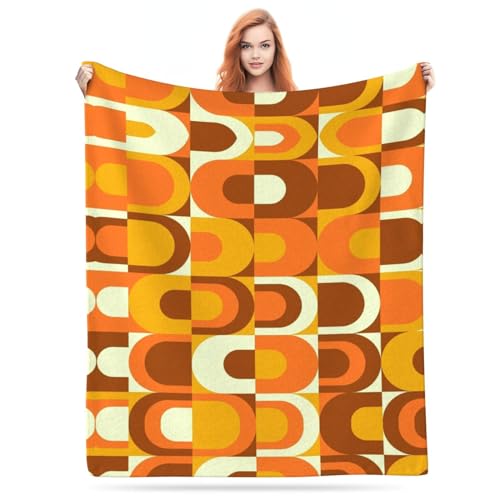 Poacnip Manta de Forro Polar de Franela con patr&oacute;n Retro Industrial de los a&ntilde;os 70 en Tonos...