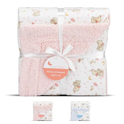 Interbaby - Manta Bebe Recien Nacido | Mantita Bebe 100% Poli&eacute;ster, Terciopelo, Suave, C&oacute;moda,...