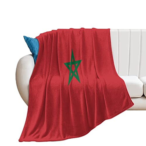 Higoss Manta de la bandera de Marruecos, manta de franela de felpa s&uacute;per suave y c&aacute;lida para...