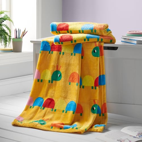 Catherine Lansfield Manta de Forro Polar para ni&ntilde;os, 130 x 170 cm, dise&ntilde;o de Oruga Curiosa