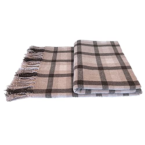 PETIT ALO Manta Plaid Microchenilla Cuadros 130x170 cm - Manta Chenilla Auxiliar para Sof&aacute; o Cama -...