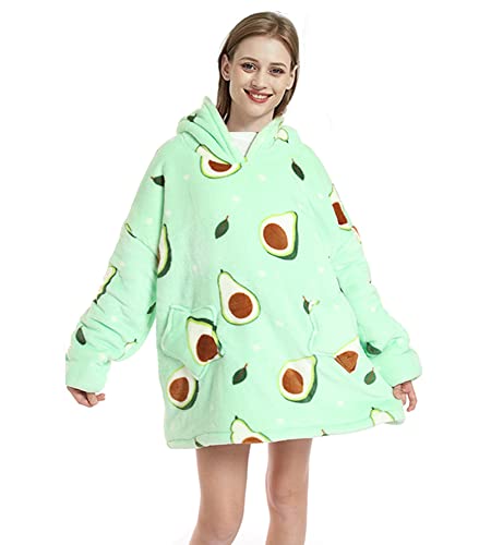 Manta con capucha para mujer, manta de gran tama&ntilde;o con capucha de aguacate, manta de invierno...