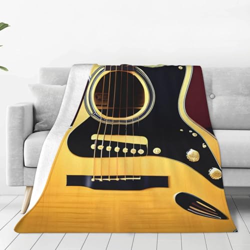 ETASUIOL Manta de forro polar ultrasuave con estampado de guitarra, manta de franela port&aacute;til...