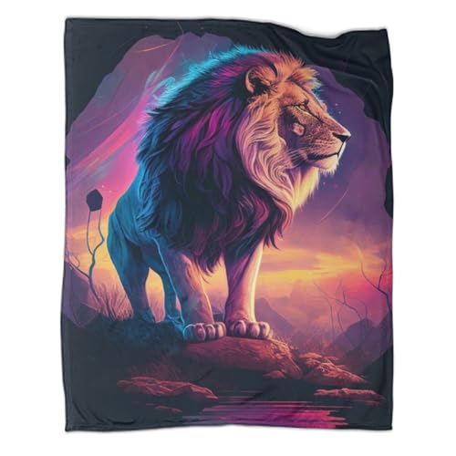 GQmoney Manta de sof&aacute; de El Rey Le&oacute;n, s&uacute;per Suave y esponjosa Manta de Microfibra Polar, c&aacute;lida...