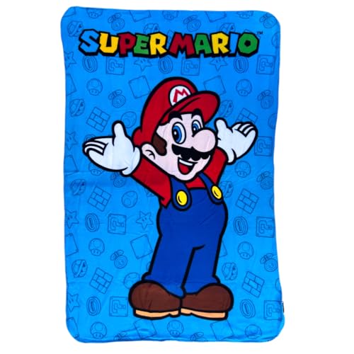 CARTOON Manta para ni&ntilde;os 100 x 150 cm manta polar 100% suave poli&eacute;ster 210 gsm (Super Mario,1)