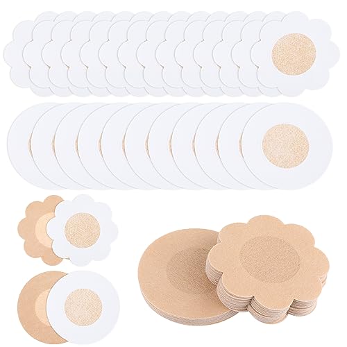 cobee 30 pares cubiertas de pezones desechables autoadhesivos (30 c&iacute;rculos 30 flores)