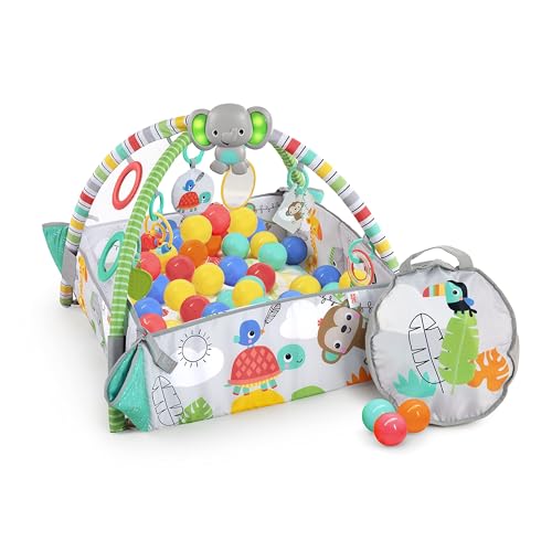 Bright Starts Gimnasio de actividades evolutivo 5-en-1 totally tropical, 7 juguetes, almohadilla...