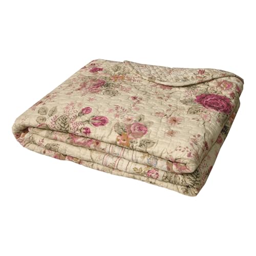 Greenland Home Antique Rose - Manta Acolchada clásica Tradicional Floral, 100% algodón, 127 x 152...