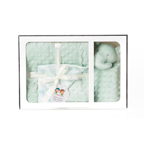 variouss Set Manta + Dou Dou Elefante para beb&eacute; Recien Nacido (Verde Menta)