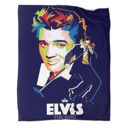 TharEau Manta De Impresi&oacute;n 3D El Elvis Presley De Felpa Manta Muy Suave Y C&aacute;lida De Franela para...