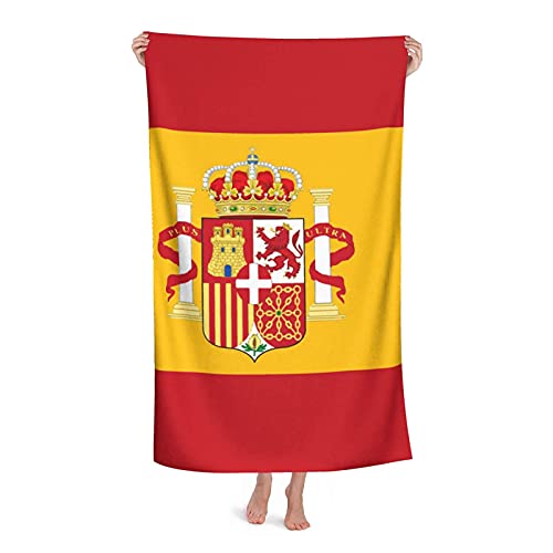 LOUJIN Toalla de playa con bandera de Espa&ntilde;a, toalla de ba&ntilde;o grande para adultos, absorbente de...