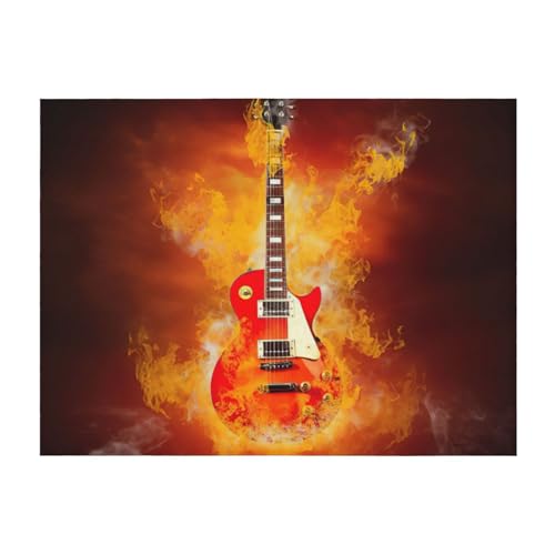 EdWal Manta de cama ligera con estampado de guitarra rock en llamas, manta de microfibra y...